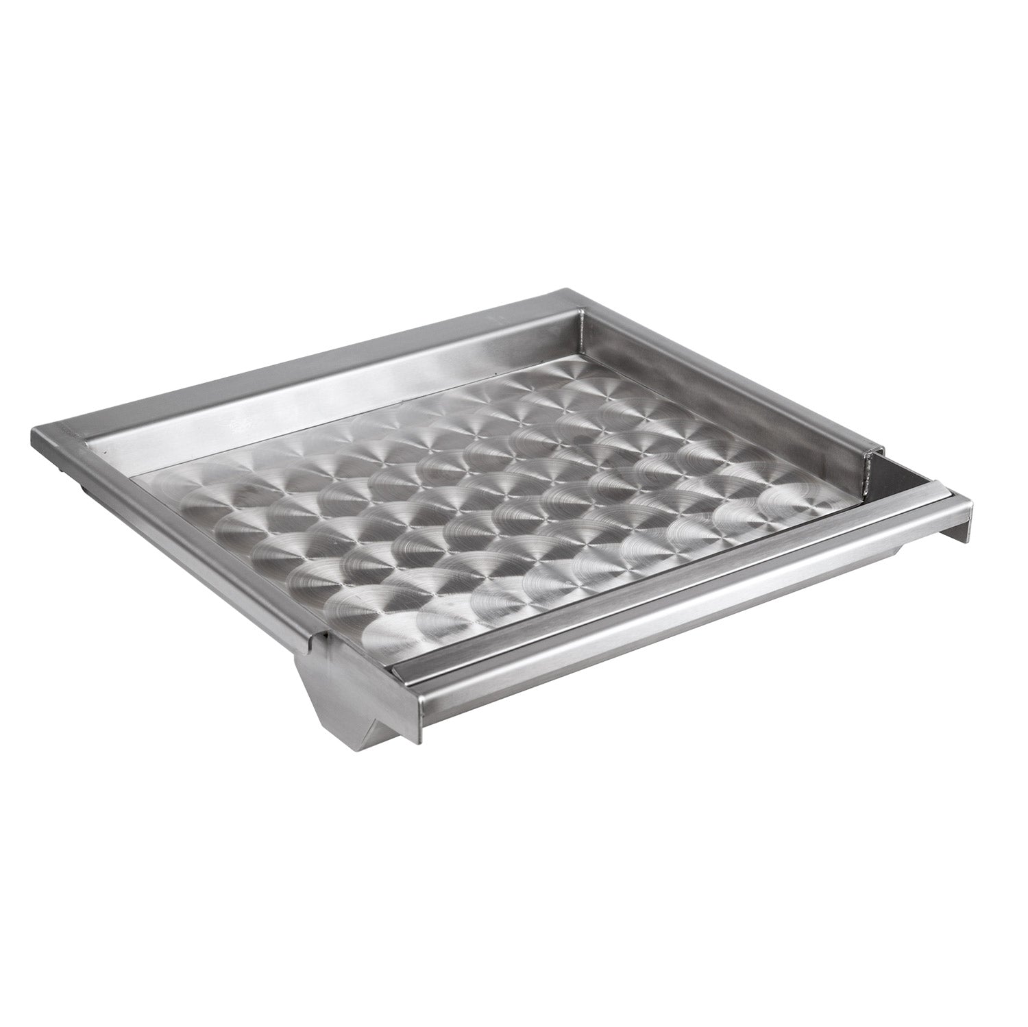Fire Magic stainless steel griddle with diamond plate surface and raised edges