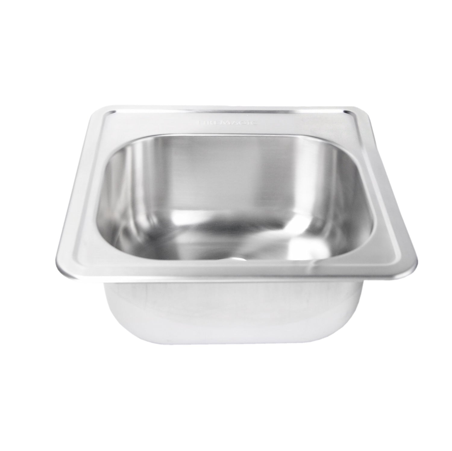 Stainless steel sink basin with rectangular recessed opening