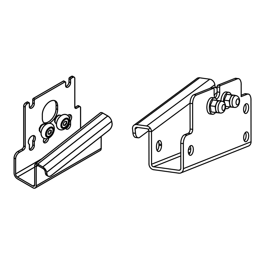 Rotisserie bracket kit with two mounting plates, side hardware, and roller bar, black metal