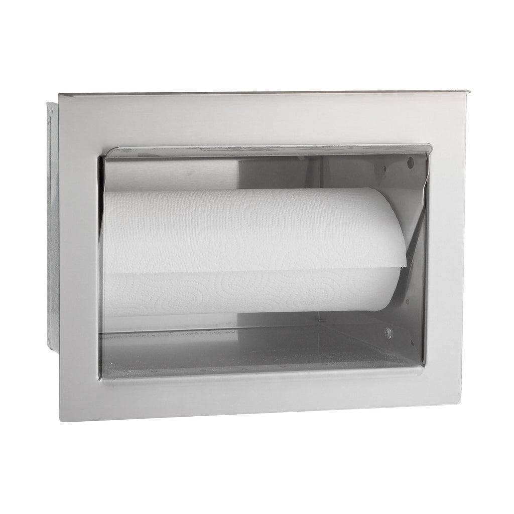 Fire Magic paper towel holder with paper towel roll in front opening