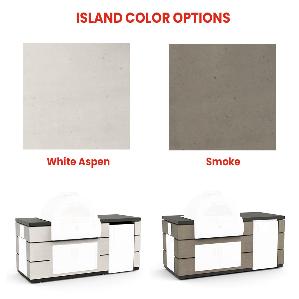 Fire Magic 77-Inch Outdoor Kitchen Island with Gas Pizza Oven, Refrigerator and Doors