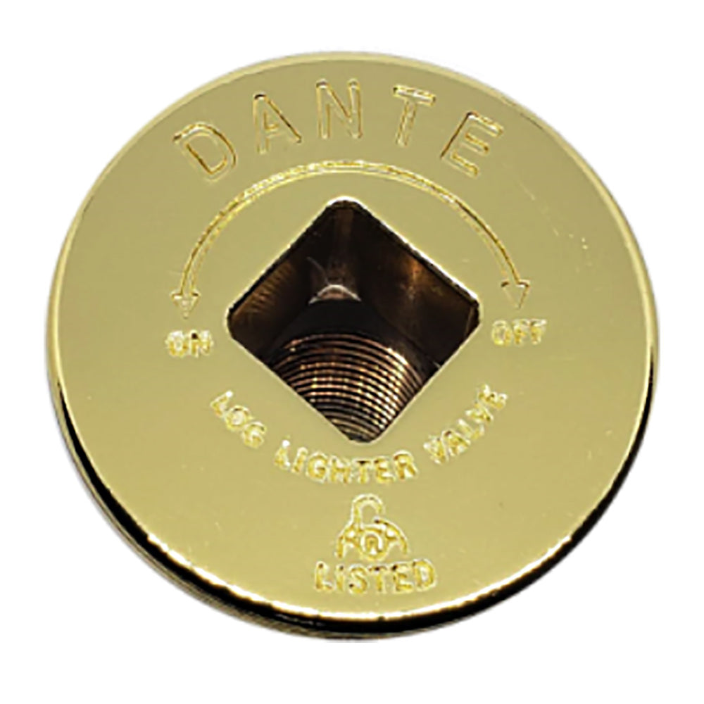 Brass Dante floor plate with square drive recess and stamped markings