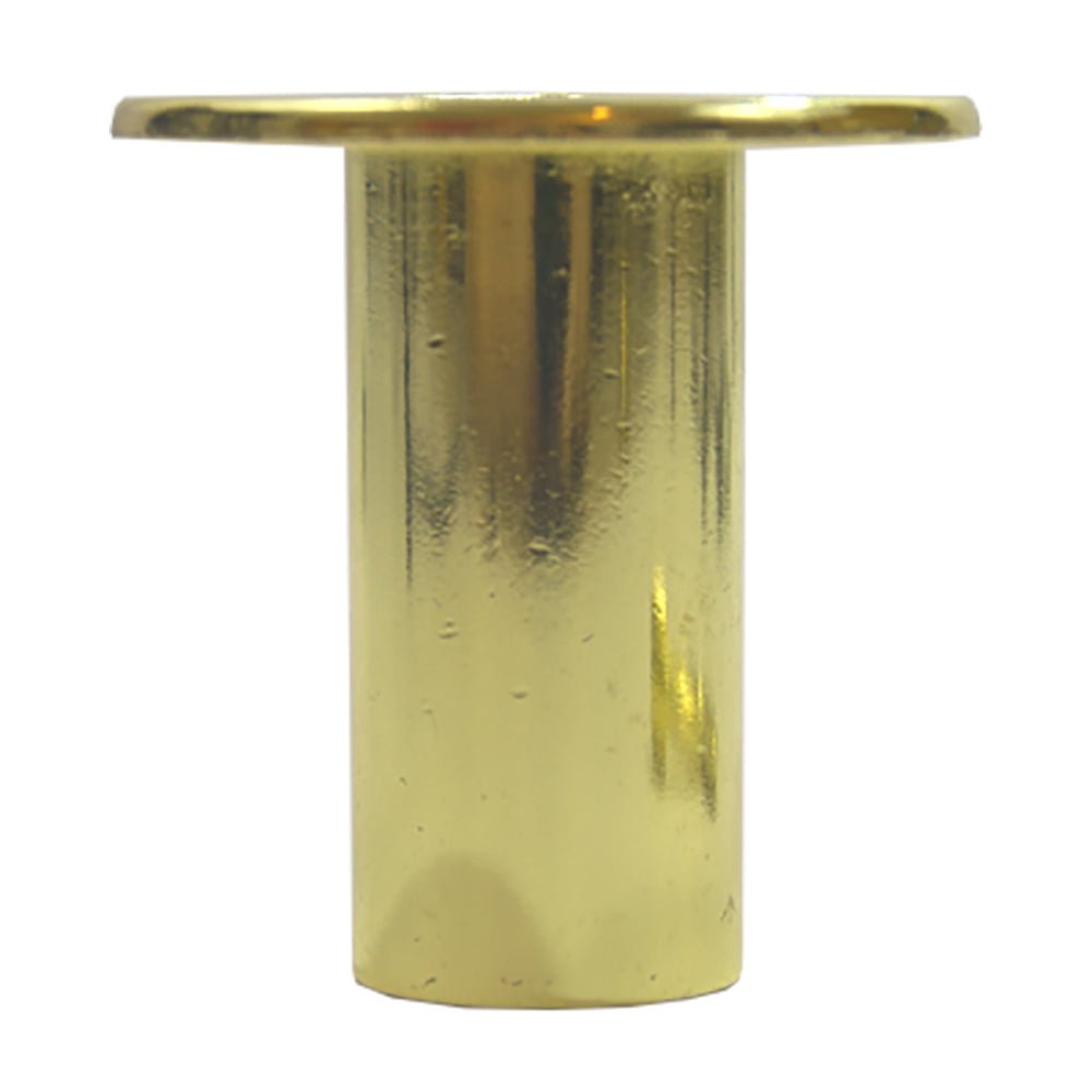 Brass floor plate shaft with wide round flange, side view