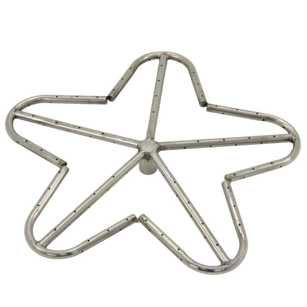 Metal burner ring assembly with four curved supports for a gas fire pit