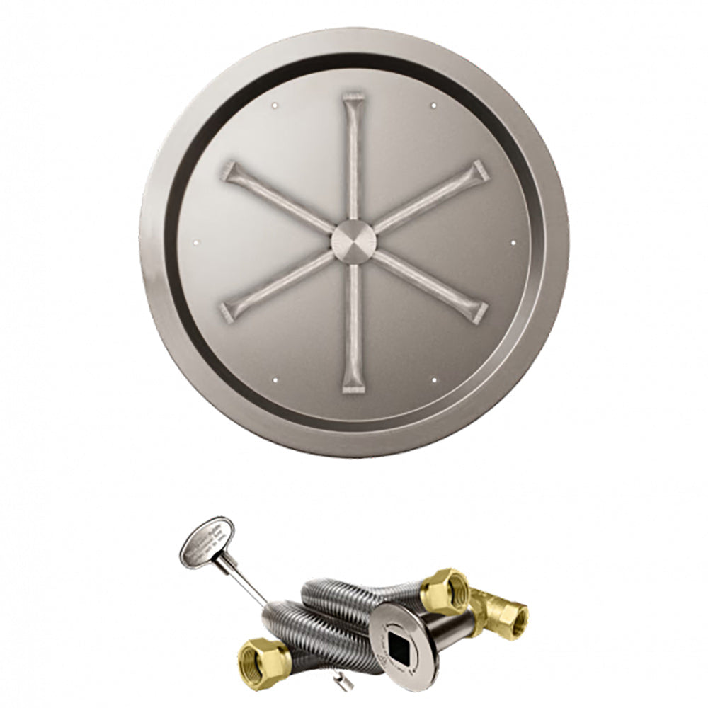 Stainless steel round burner plate with four cross arms and brass ignition fitting