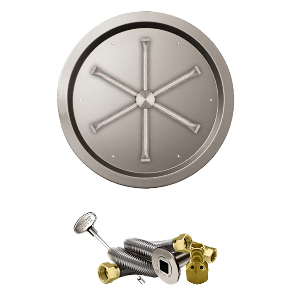 Stainless steel round drop pan burner with sparker cross arms and gas valve