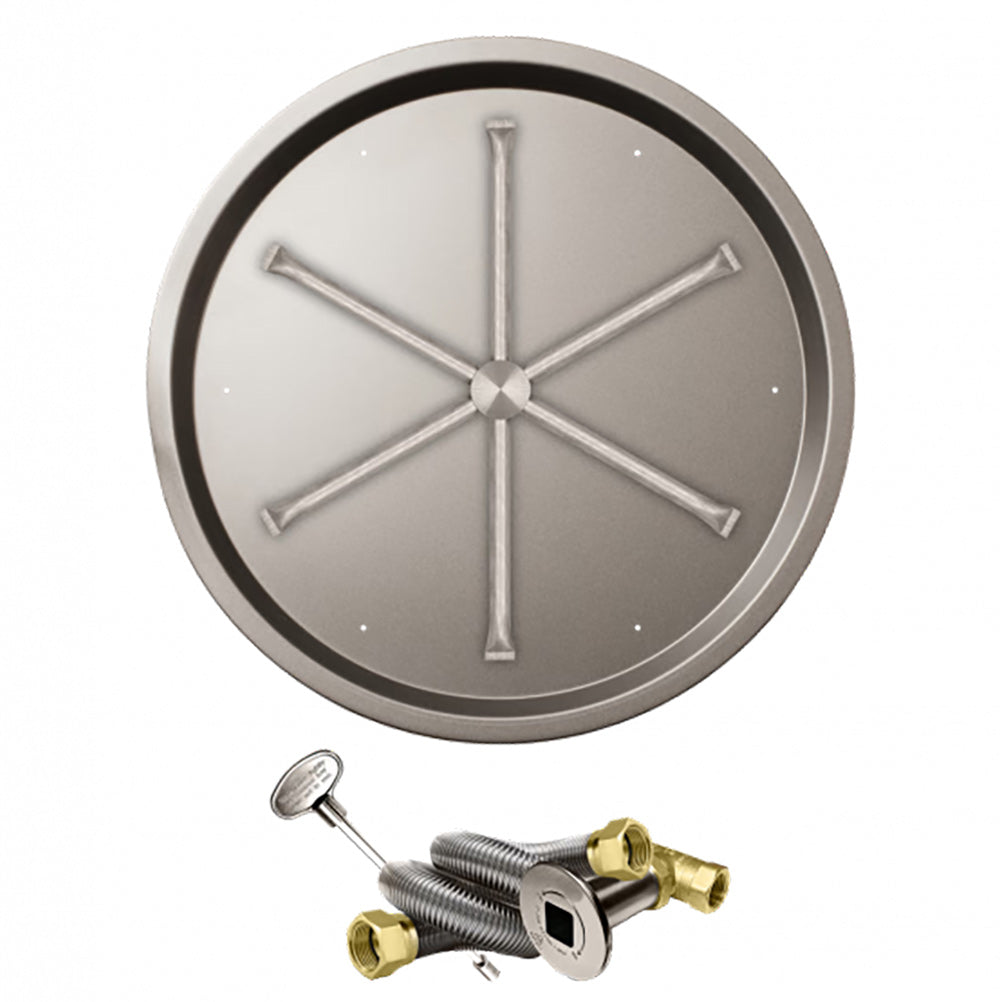 Stainless steel round burner with star-shaped sparker and gas ignition valve