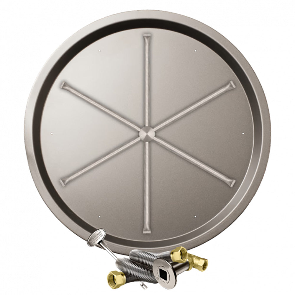 Stainless steel round burner plate and gas ignition assembly with brass fittings