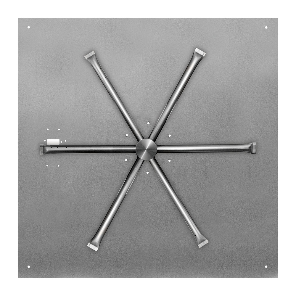 Firegear FPB-SFBSTPSI Flame Sensing Spark Ignition Gas Fire Pit Burner Kit with Square Flat Pan & Stainless Steel Burning Spur