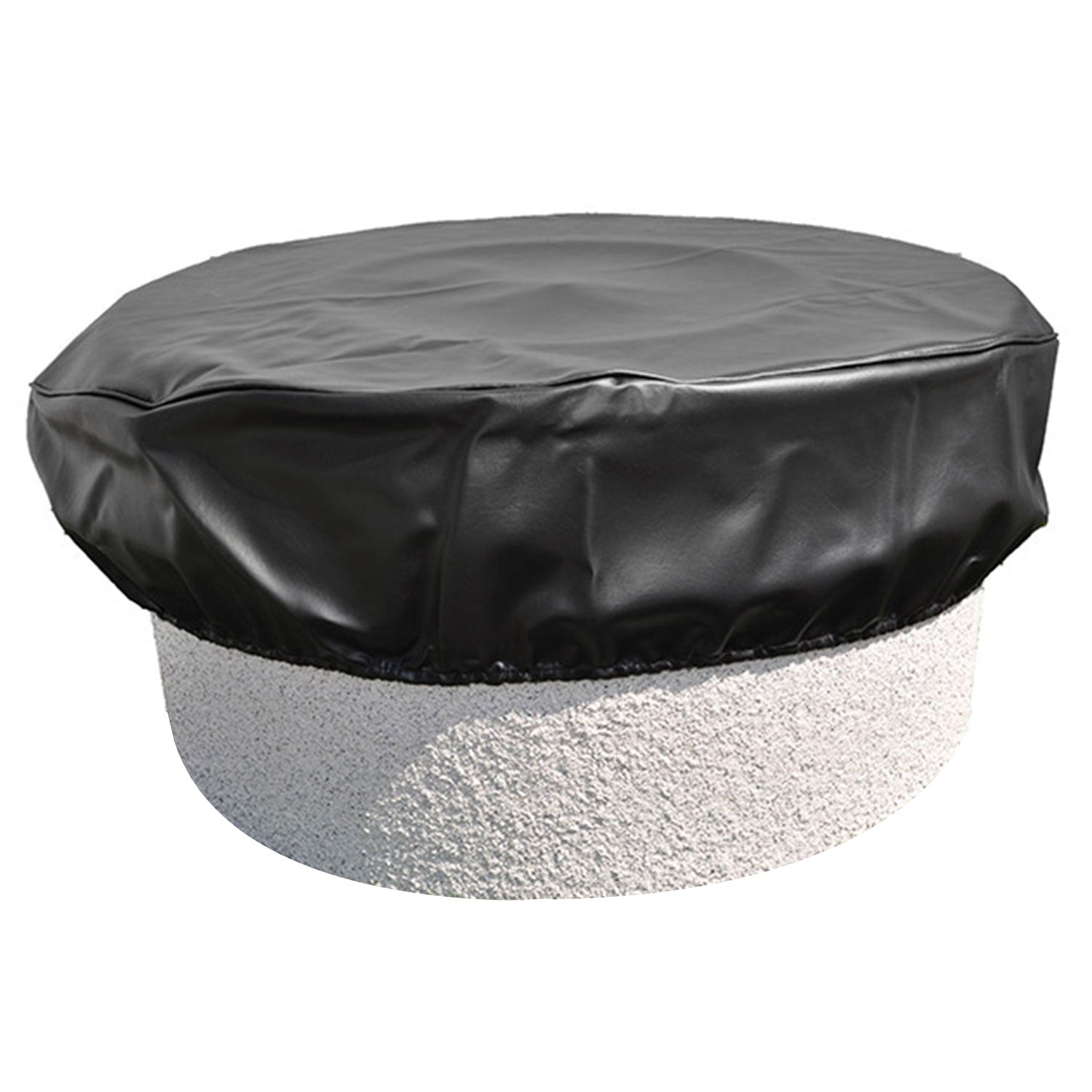 35 in round black vinyl fire pit cover with fitted top and elastic edge