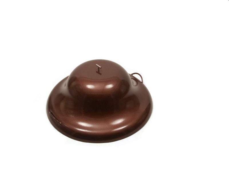 Round copper vein fire pit cover with dome top and side handle loops