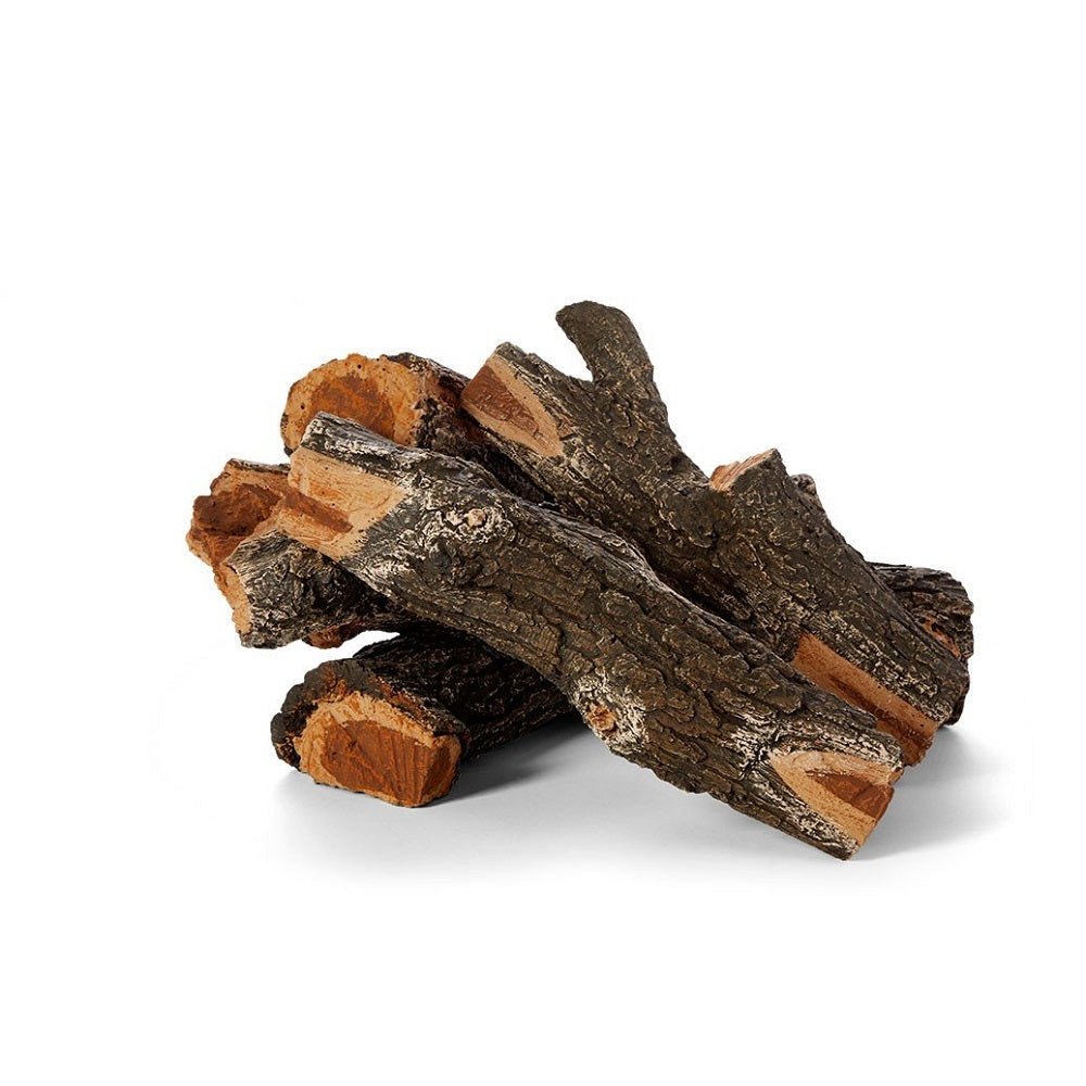 Outdoor concrete gas logs, weathered oak look in dark brown and tan
