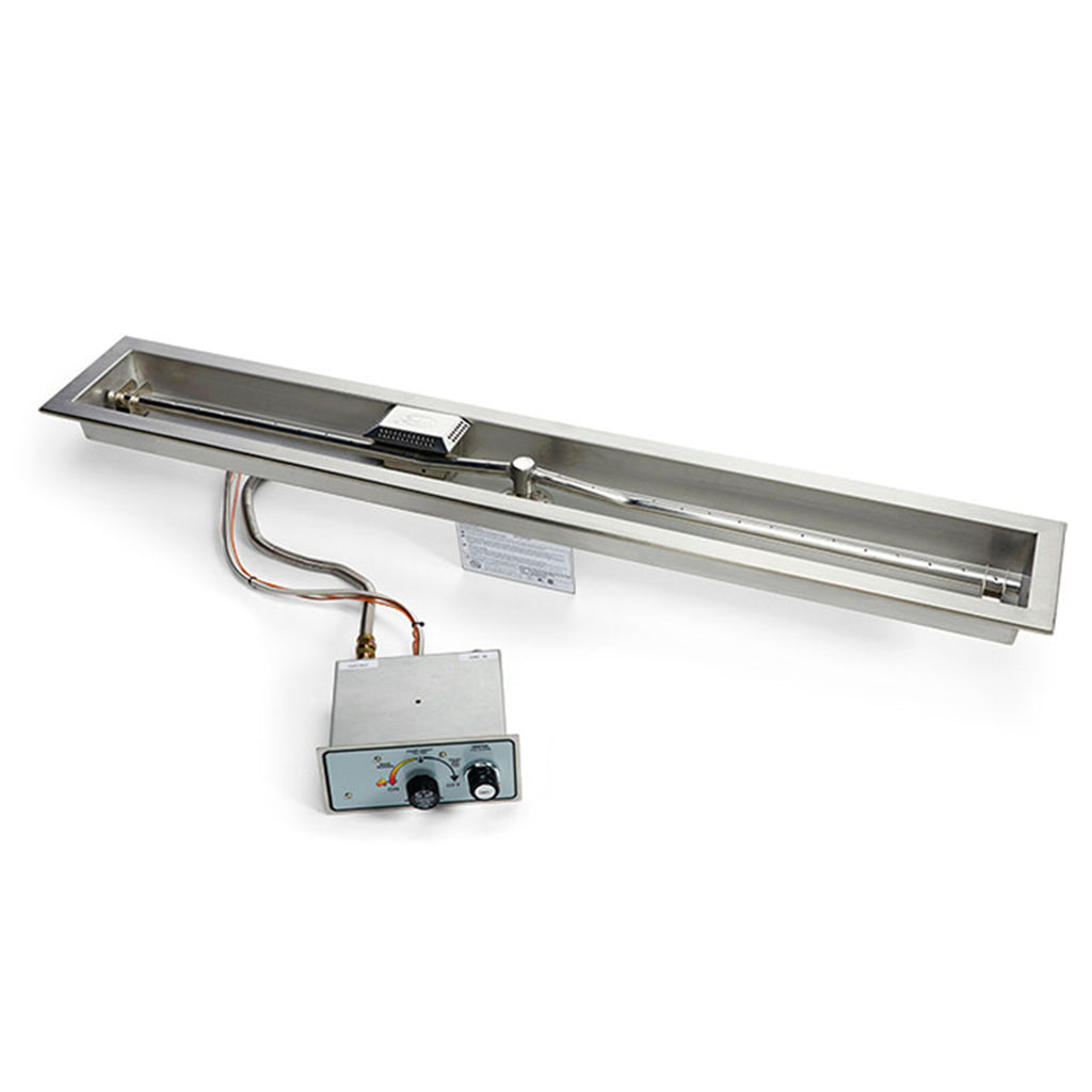 Stainless steel linear gas burner kit with control module and wiring harness