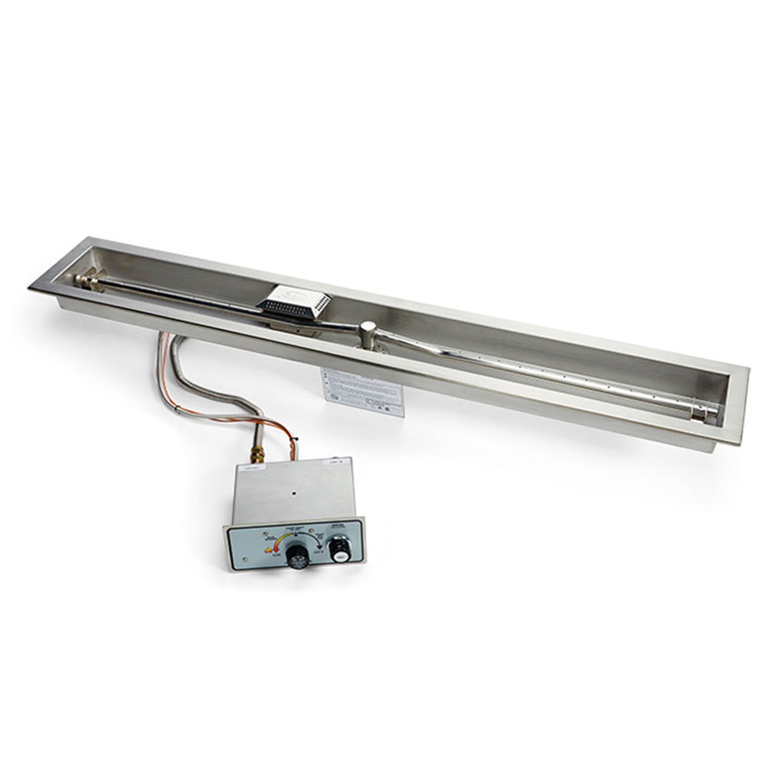Stainless steel linear gas burner kit with control module and wiring harness