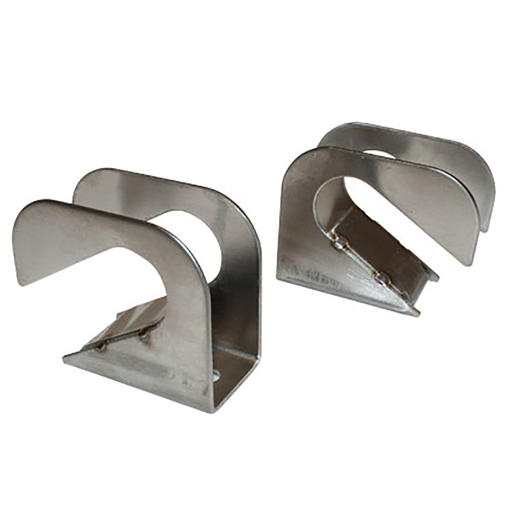 Metal fire pit burner mounting brackets, curved U-mount with screw holes, set of 2
