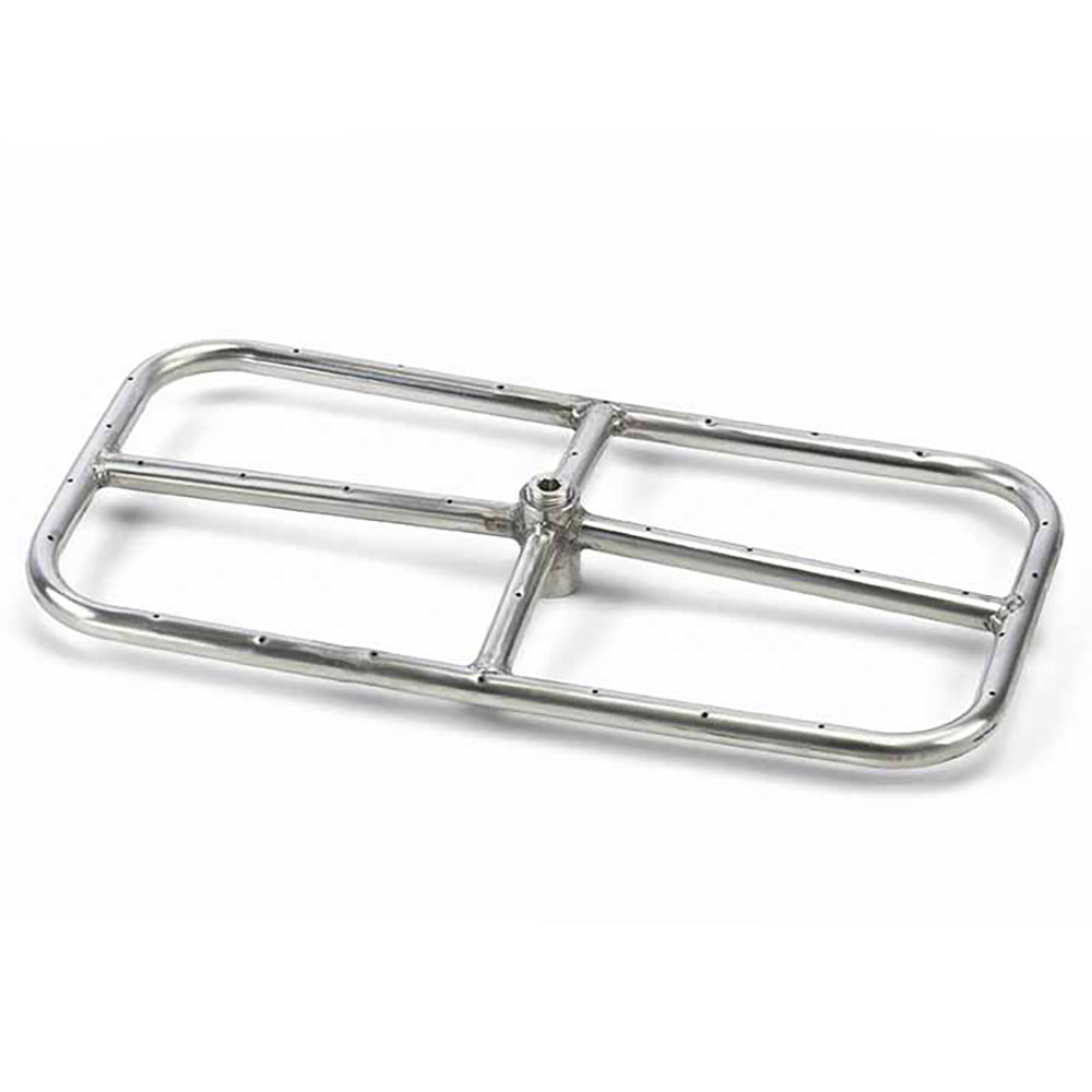 Stainless steel rectangular fire pit burner grate with cross support bars