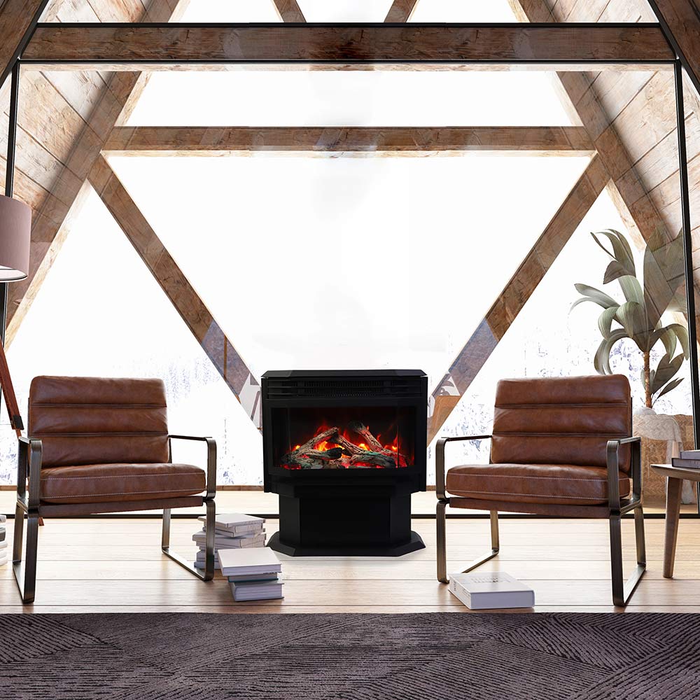 Amantii Freestand Series 26-Inch Lumina Electric Fireplace with Logs