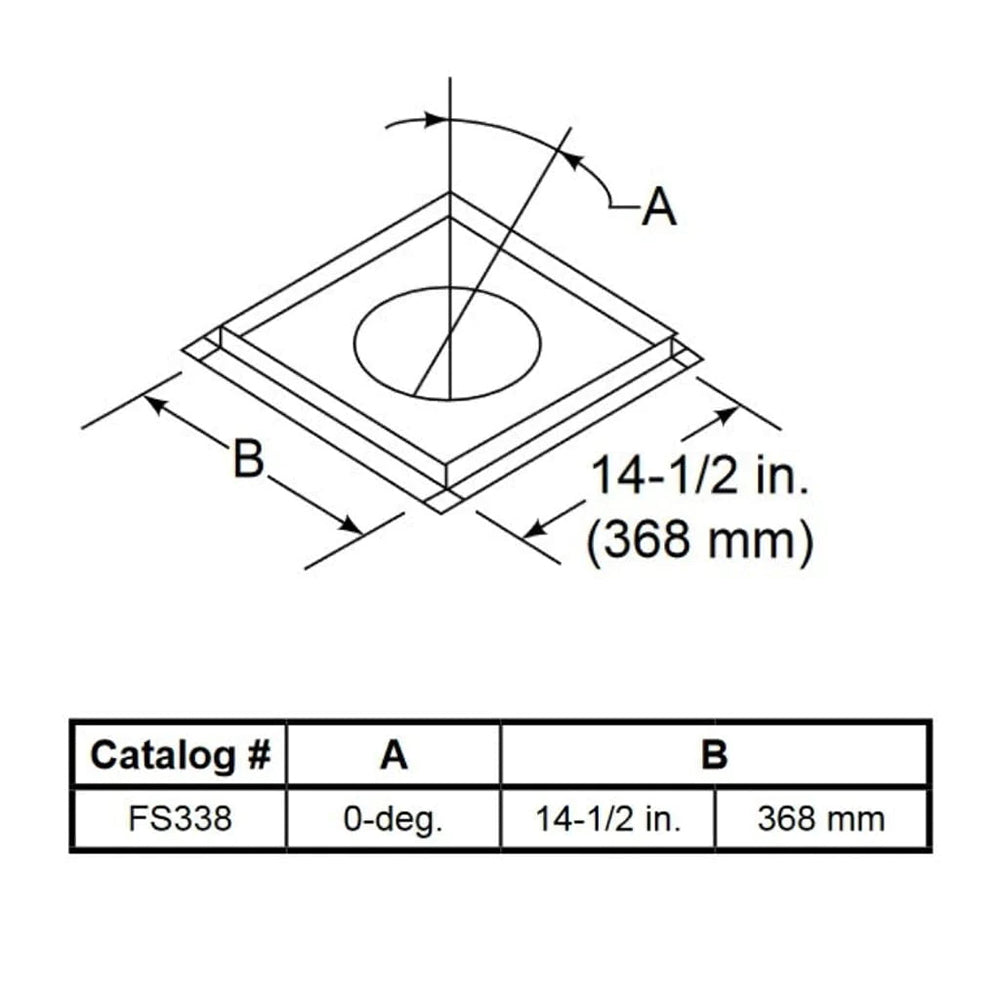 Firestop plate with round opening diagram and dimensions: 14-1/2 in (368 mm)