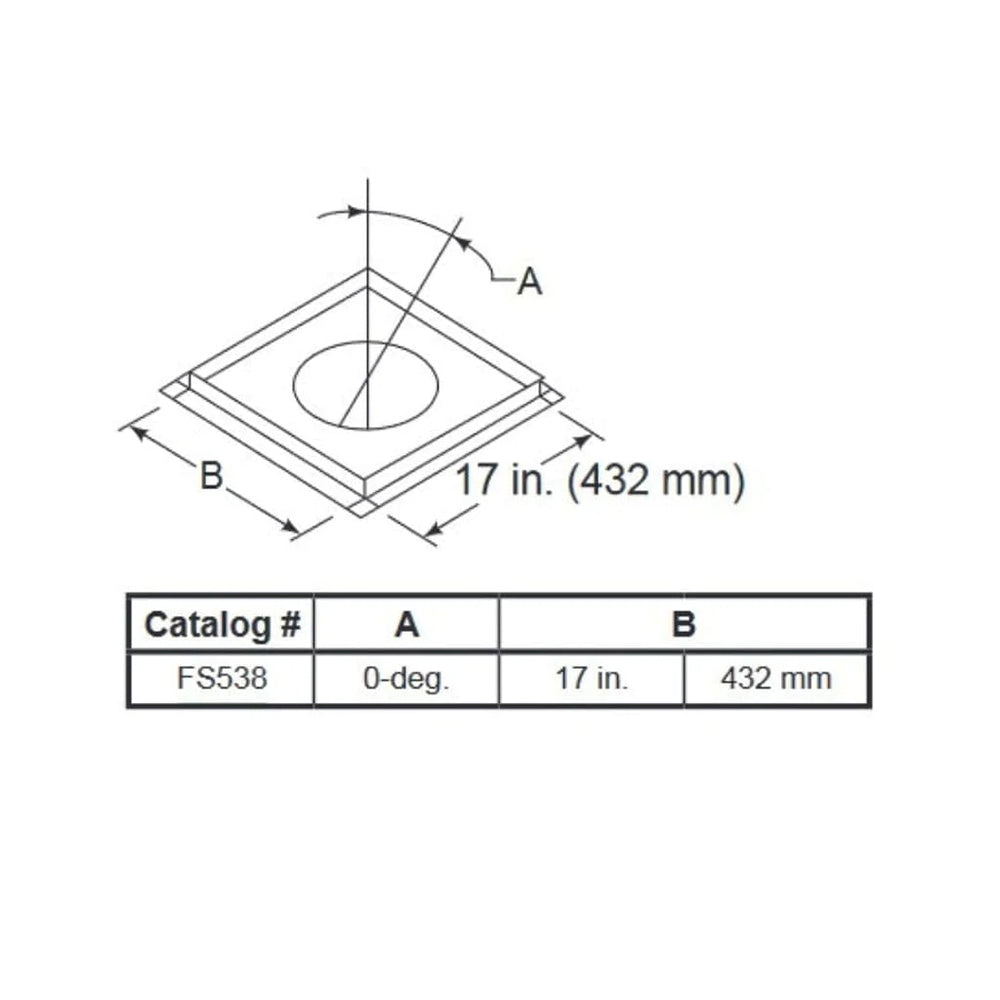 Firestop spacer diagram with round opening and 17 in (432 mm) dimensions
