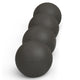Stack of dark gray matte fire spheres, round concrete ball set