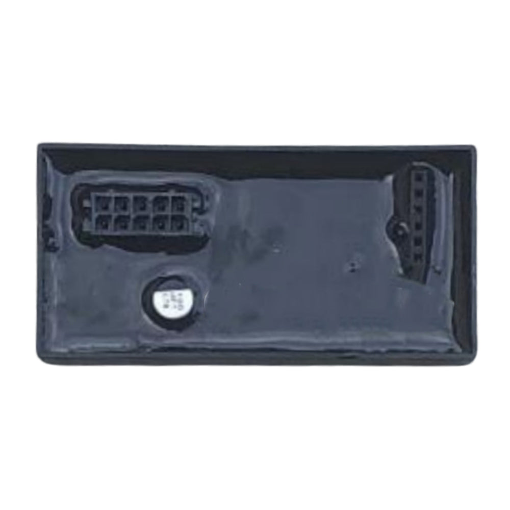Electronic ignition replacement module with connector ports and circular label