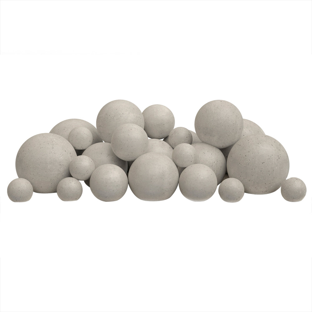 Mixed fire spheres set with light gray stone spheres