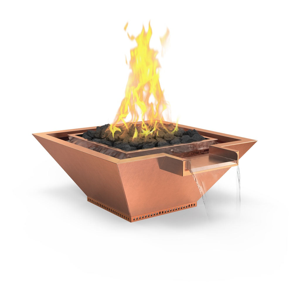 Grand Effects Artisan Series Square Corinthian Copper Gas Fire and Water Bowl with Extended Lip