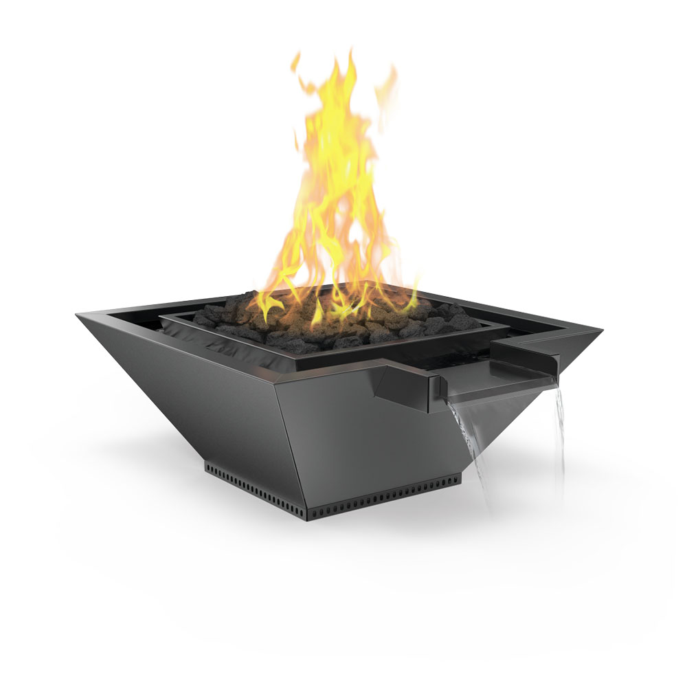 Grand Effects Artisan Series Square Corinthian Powder Coated Gas Fire and Water Bowl with Extended Lip