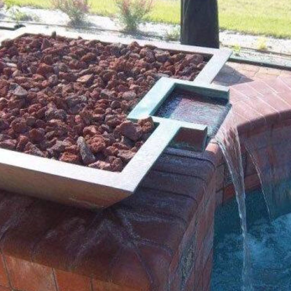 Grand Effects Builder Series Square Corinthian Copper Gas Fire and Water Bowl