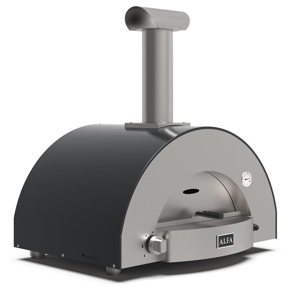 Alfa countertop gas pizza oven with side housing and front burner door