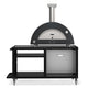 Pizza oven with cooking station, black dome and silver chimney