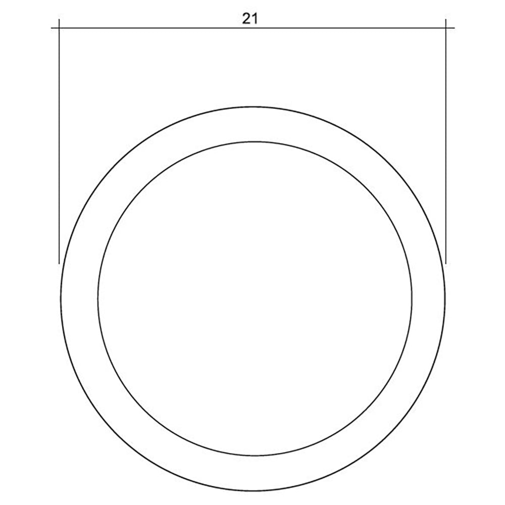 Fire pit top-view dimensions diagram with 21-inch diameter circle