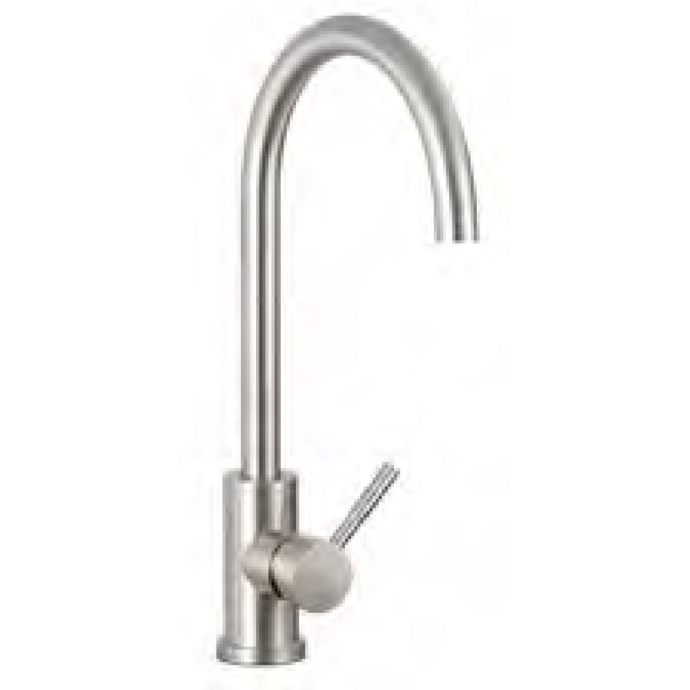 Fire Magic stainless steel mixer faucet with curved gooseneck and side lever
