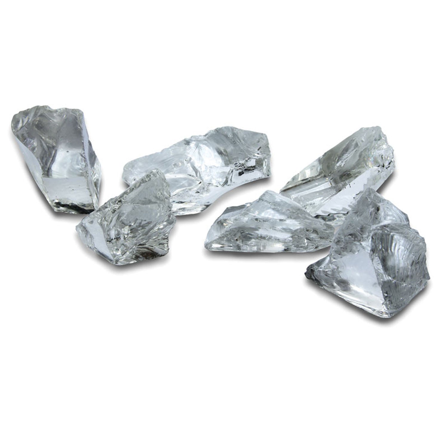 Clear glass nuggets, mini irregular pieces (set of 6)