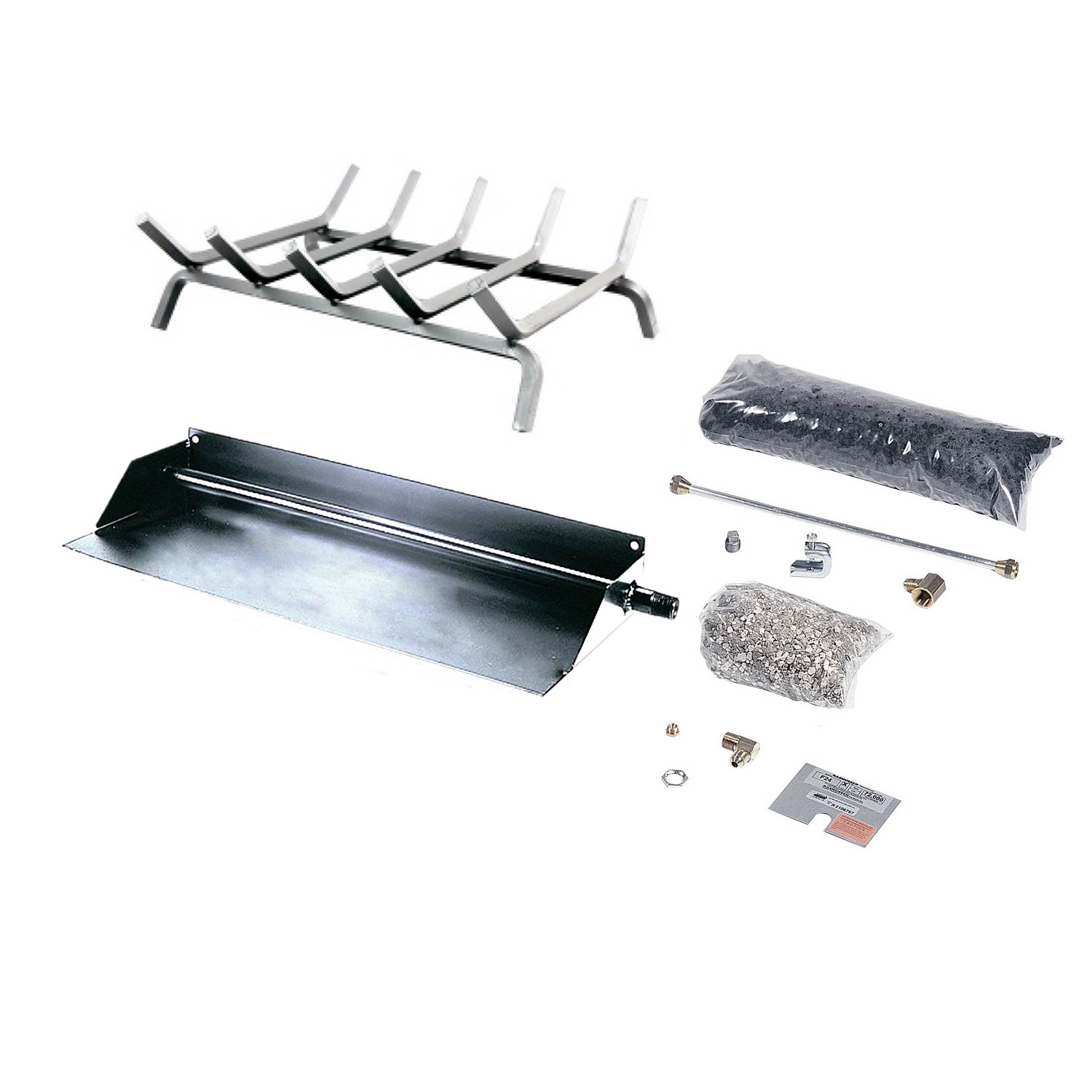 Stainless steel burner and grate kit with burner tray and grate parts