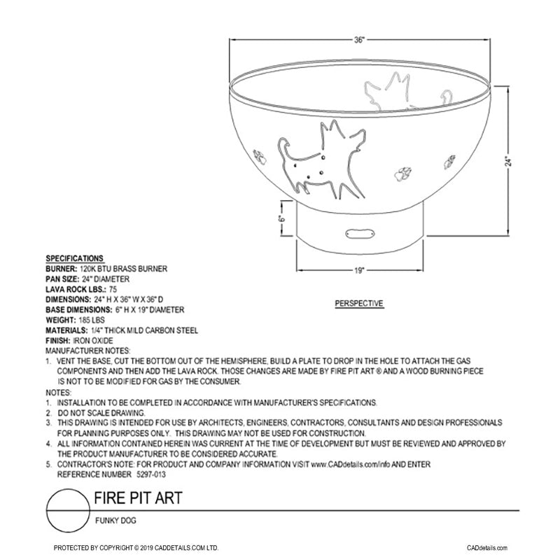 Fire Pit Art FUNDC Funky Dog Gas Fire Pit