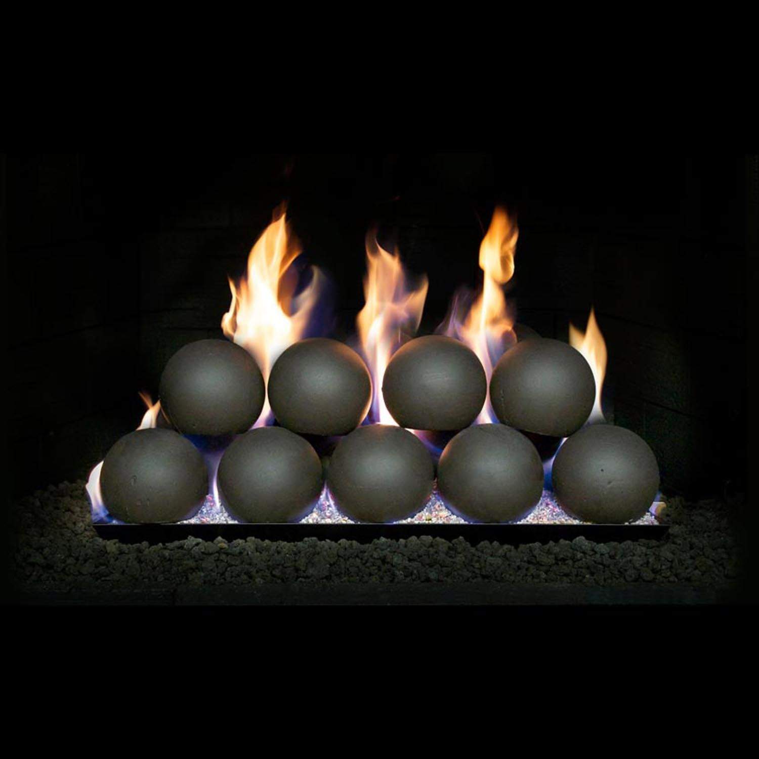 Real Fyre P45 Series Vented Glass Burner Kit, ANSI Certified, Fyre Spheres