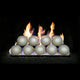 Matte graystone fire spheres with flames above, 5-inch set on burner base