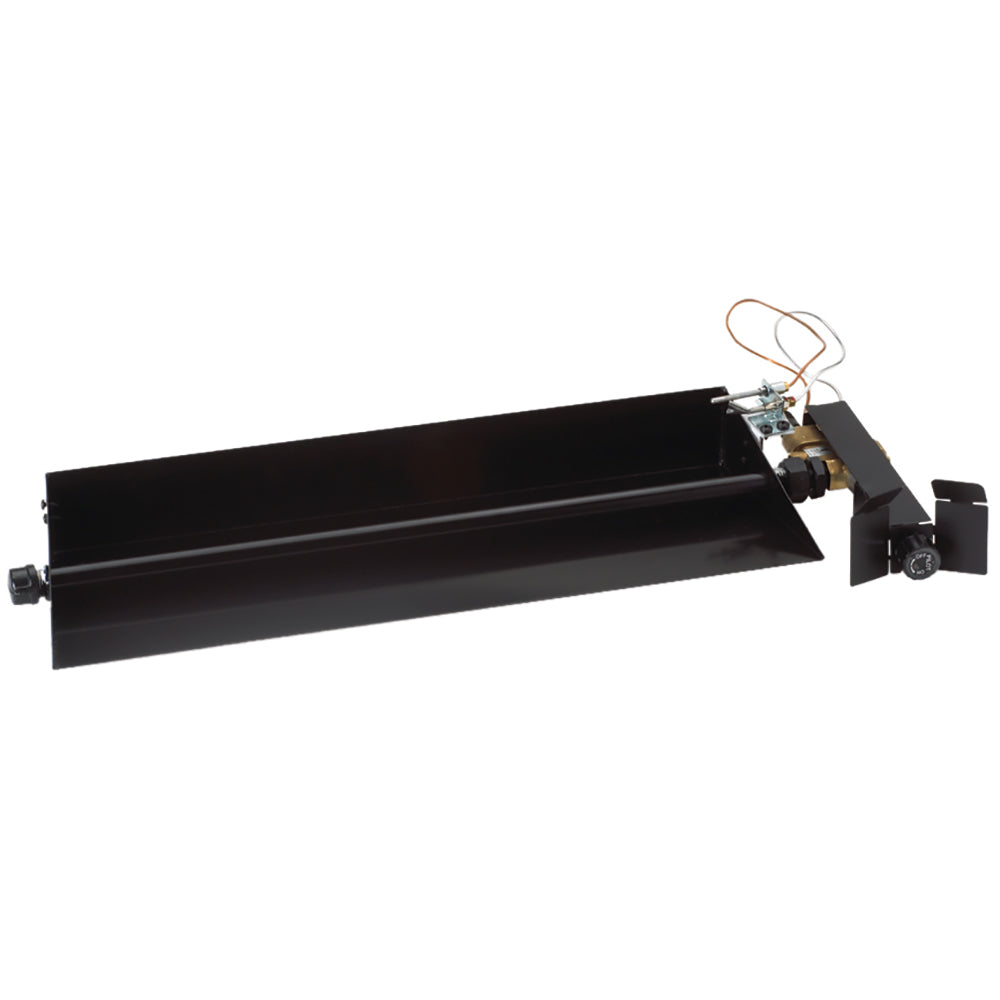 Black vented burner with gas valve and ignition control wires