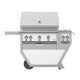 36-inch freestanding gas grill with stainless control panel and light base