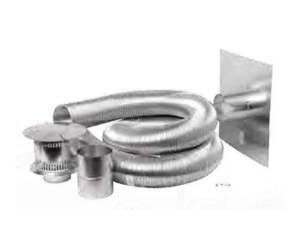 4-inch flexible aluminum gas liner kit with coiled duct sections and end fittings