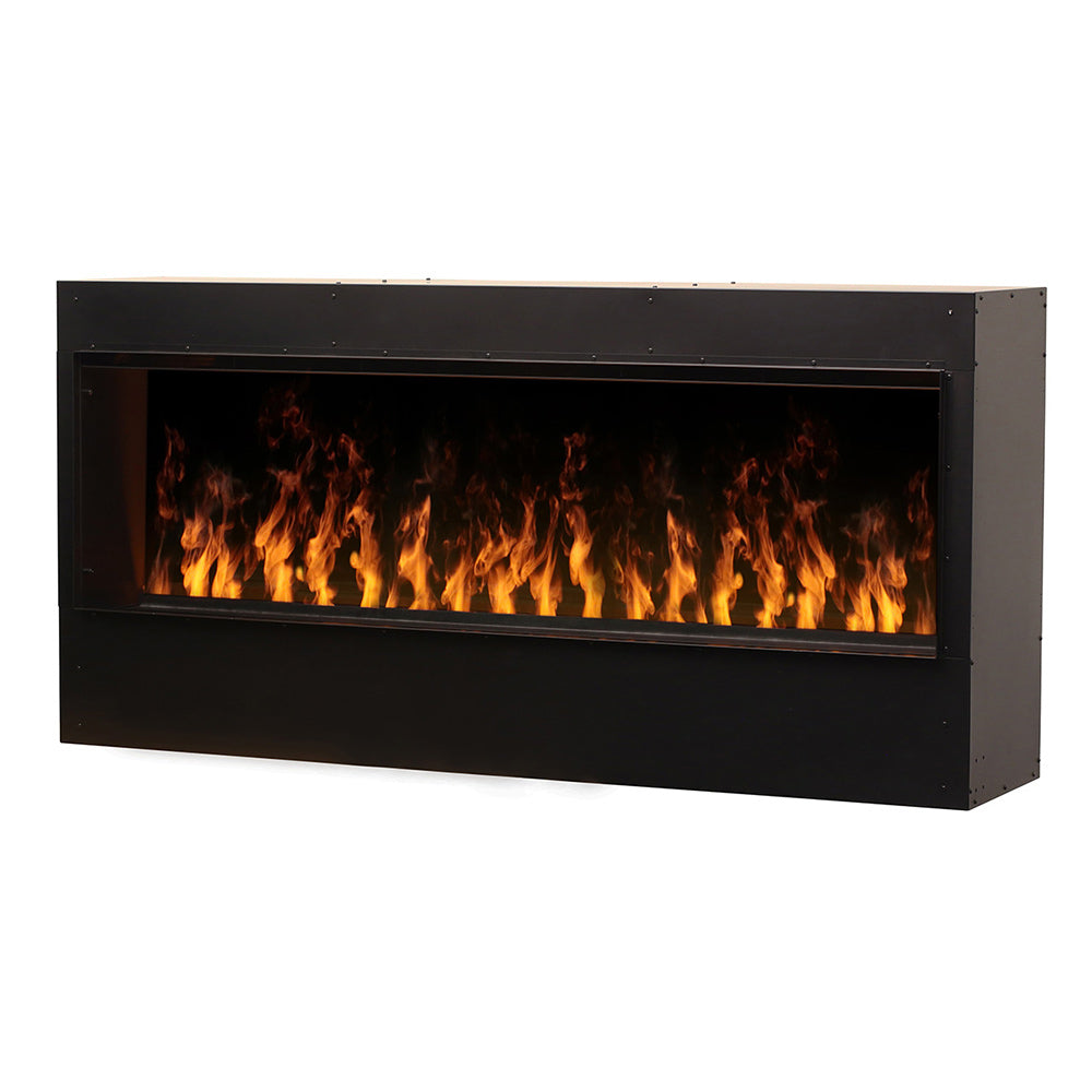 Built-in electric fireplace with glowing amber flame bed
