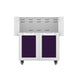 Hestan GCD30 double door cart with two purple cabinet doors, stainless frame and toe wheels