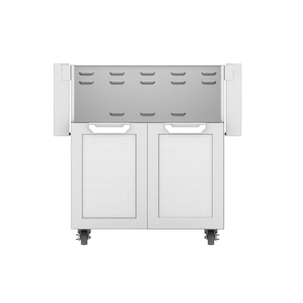 Hestan GCD30 double door cart with two front cabinet doors, stainless frame and toe wheels
