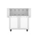 Hestan GCD30 double door cart with two white cabinet doors, stainless frame and wheels