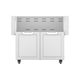 Hestan double-door grill cart with two white cabinet doors and vented side panel