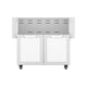 Hestan double-door grill cart with two white cabinet doors and vented top