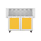 Double-door outdoor cart with yellow cabinet doors and vented handle panel