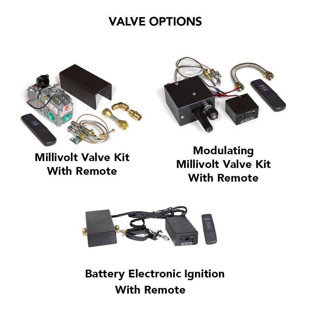 Valve kit components with remote and wiring for millivolt glass burner