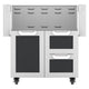 Double drawer and door cart with two open drawers, dark gray panels, white frame